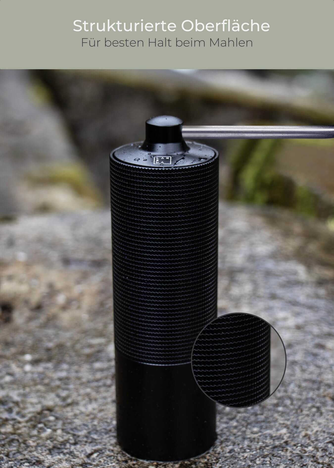 Kaffeemühle manuell mit Edelstahl-Mahlwerk - Lambda Coffee