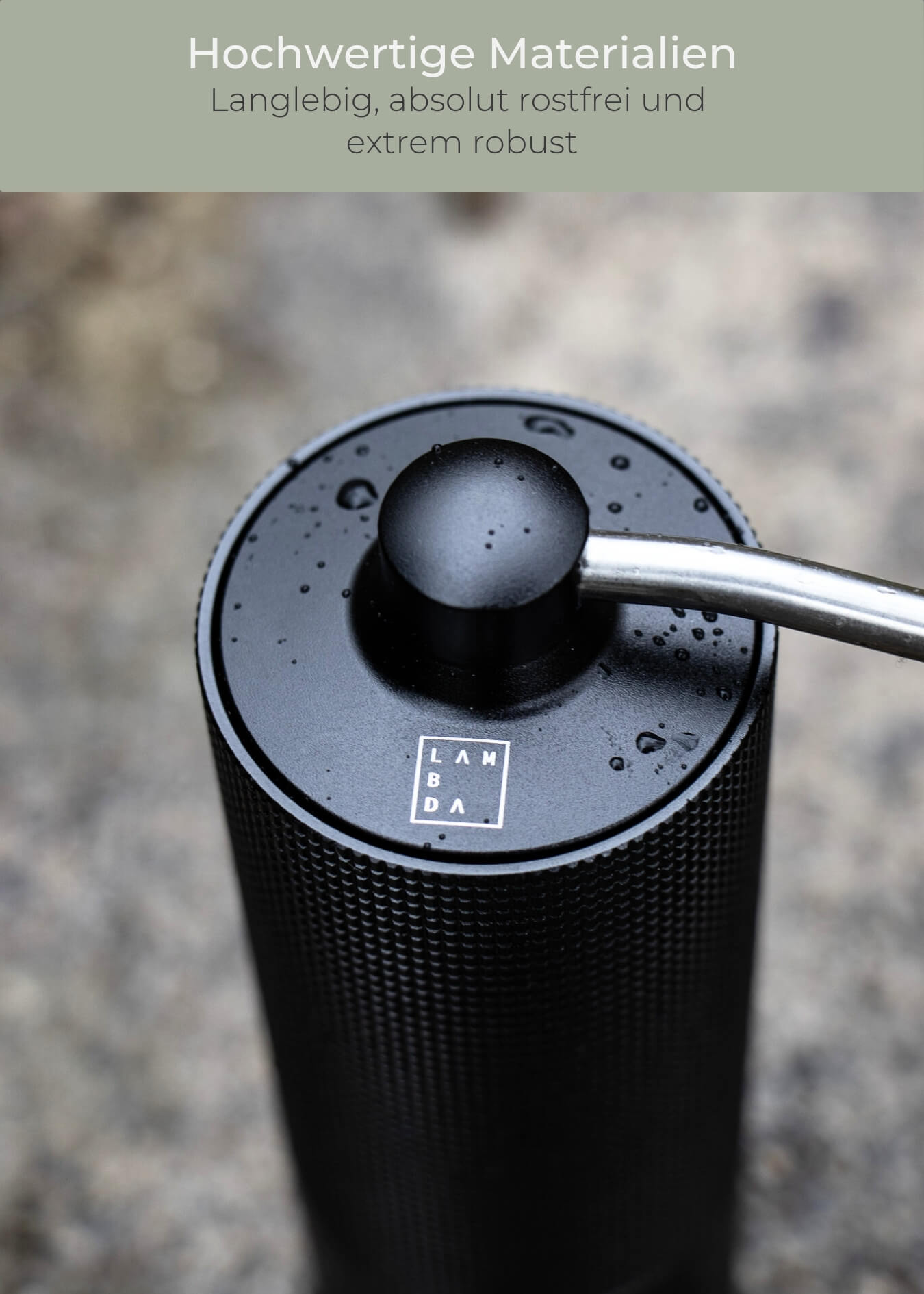 Kaffeemühle manuell mit Edelstahl-Mahlwerk - Lambda Coffee