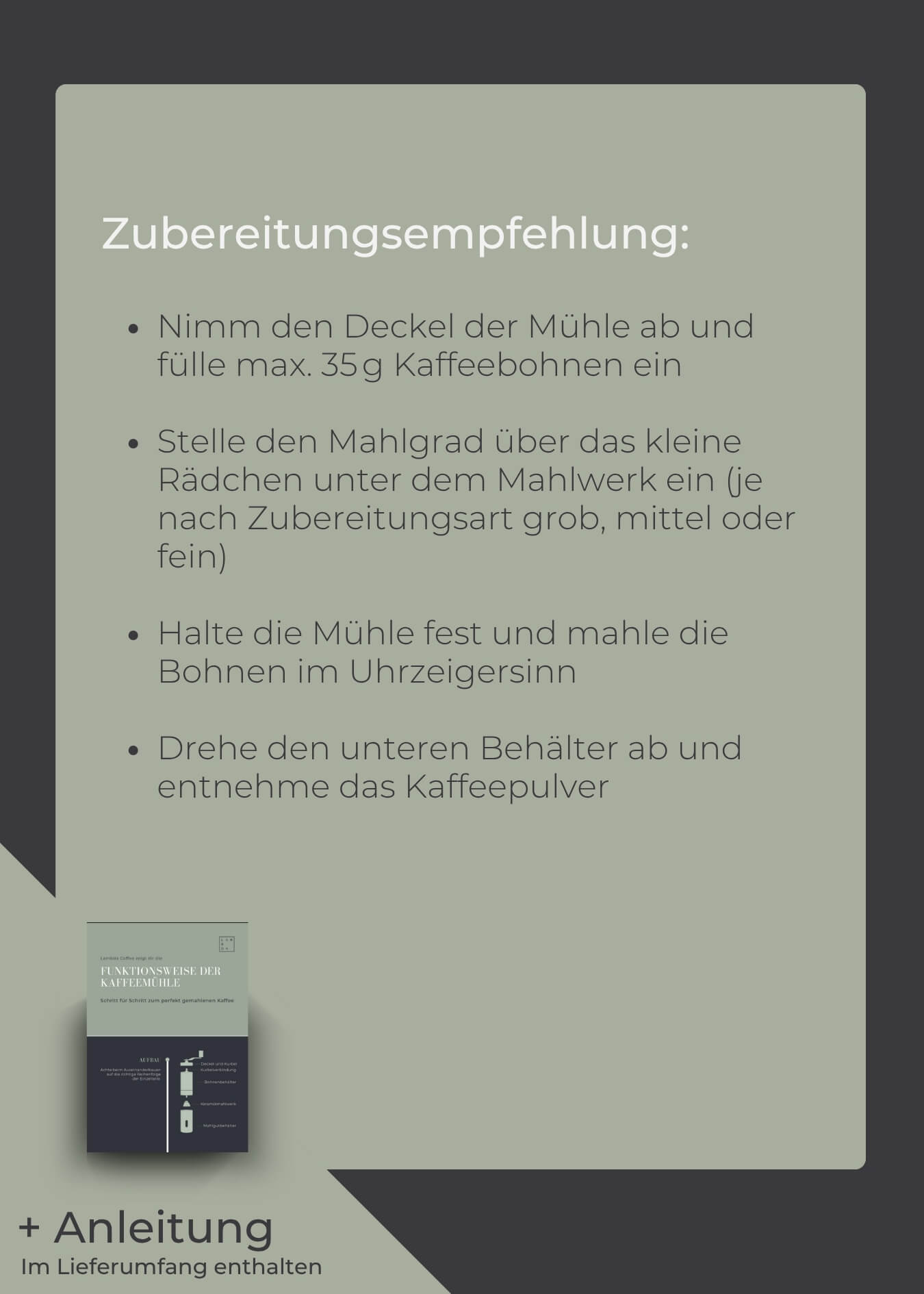 Kaffeemühle manuell mit Keramik-Mahlwerk - Lambda Coffee