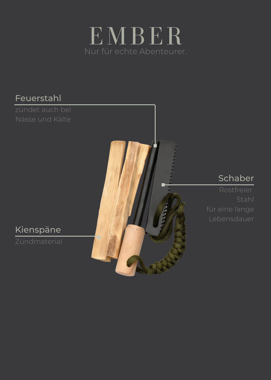 Feuerstahl mit Zunder und Aufbewahrungsbox - Lambda Coffee