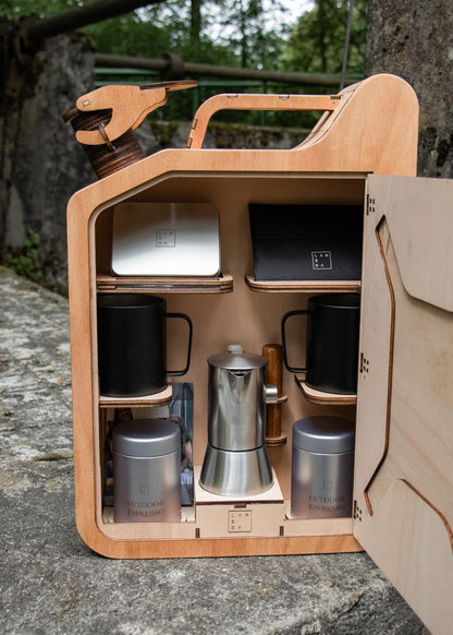 Holzkanister - Kaffeezubereitung