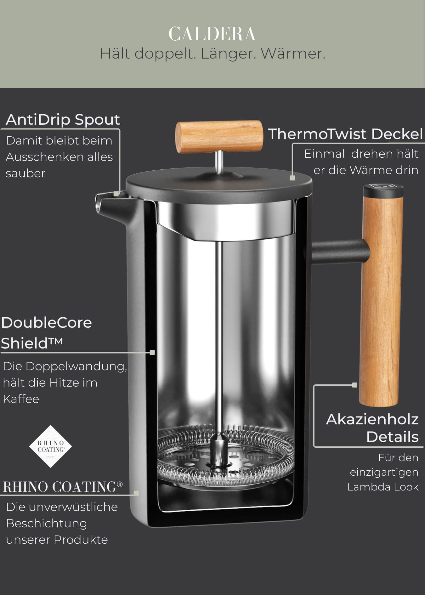 Thermo French Press aus Edelstahl