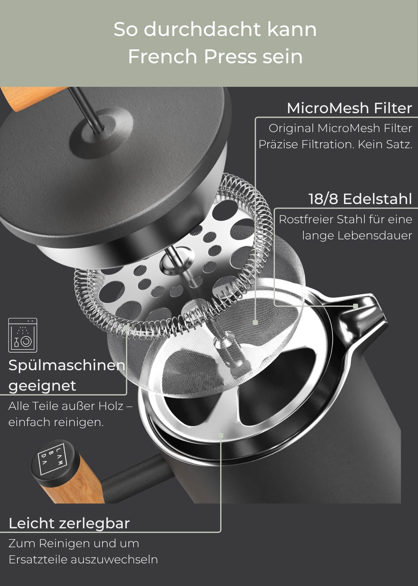 Thermo French Press aus Edelstahl
