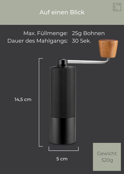Kaffeemühle manuell mit Edelstahl-Mahlwerk