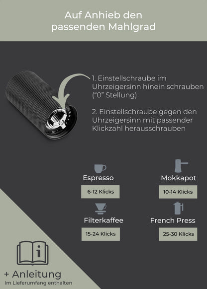 Kaffeemühle manuell mit Edelstahl-Mahlwerk