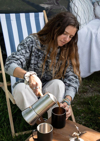 Espressokocher, Kaffeemühle, Gaskocher
