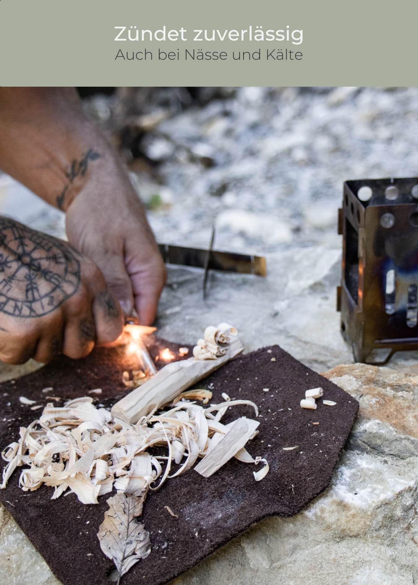 Feuerstahl mit Zunder und Aufbewahrungsbox - Lambda Coffee